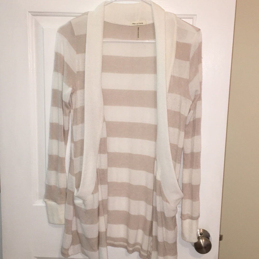 Tan and white stripped Cardigan